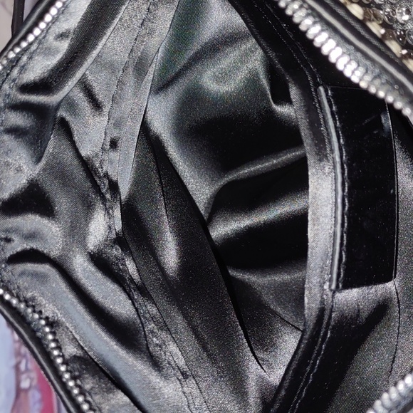 Zara Crystal Studded Black Satin Bag - Picture 8 of 9